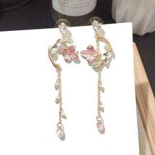 Non-matching Alloy Flower Dangle Earring Gold - One Size