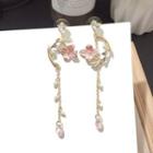 Non-matching Alloy Flower Dangle Earring Gold - One Size