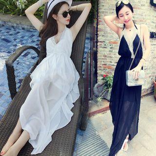 V-neck Halter Maxi Beach Dress