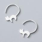 Cat Half Hoop Earring 1 Pair - Silver - One Size