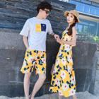 Couple Matching Sleeveless Floral Midi Dress / Shorts / T-shirt