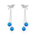 Crystal Drop Earring 1 Pair - Blue & Silver - One Size