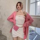 Long-sleeve Shirt / Tube Top / Mini Fitted Skirt
