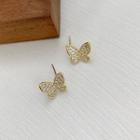 Rhinestone Butterfly Stud Earring 1 Pair - Gold - One Size