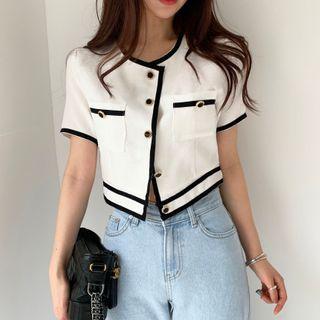Short-sleeve Single-breasted Jacket White - One Size