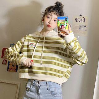 Striped Hooded Long-sleeved Sweater