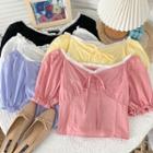Lace-trim Ribbon Crop Top In 5 Colors