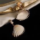 Faux Pearl Shell Dangle Earring 1 Pair - S925 Silver Stud - Gold - One Size