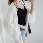 Plain 3/4-sleeve Light Jacket Milky White - One Size