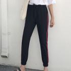 Drawstring Waist Contrast Trim Cropped Jeans