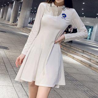 Long-sleeve Mini A-line Polo Dress