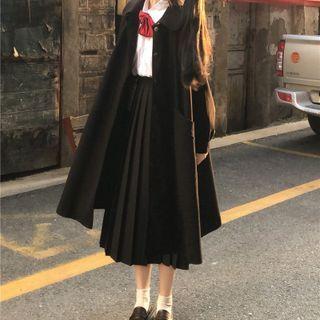 Button-up Long Coat / Shirt / Bow / Skirt / Set