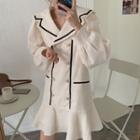Puff-sleeve Double-breasted Fish Tail Dress