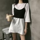 Loose-fit Long T-shirt / Ribbon Top