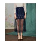 Midi Lace Mesh-overlay Skirt
