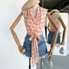 Halter Gingham Cropped Top