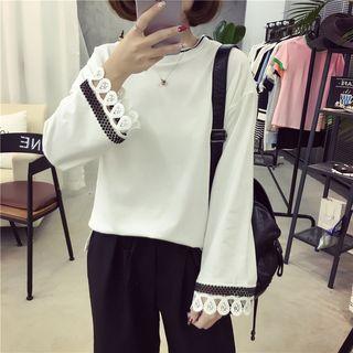 Lace-cuff Long-sleeve Top