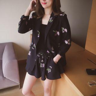 Set: Embroidered Blazer + Shorts