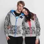 Applique Printed Couple Hoodie