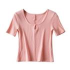 Short-sleeve Keyhole Crop Top