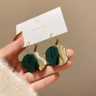 Disc Alloy Dangle Earring E4662 - 1 Pair - Green - One Size