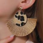 Milk Cow Print Disc Fringed Earring