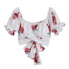Short-sleeve Flroal Crop Top