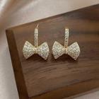 Rhinestone Bow Drop Earring 1 Pair - Gold - One Size