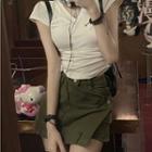 Short-sleeve V-neck T-shirt / Wrap Skorts