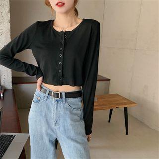 Long-sleeve Cropped Round-neck Cardigan