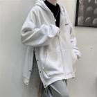 Button-side Zip-up Hoodie