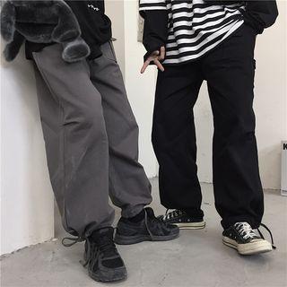 Drawstring Cuff Straight Cut Pants