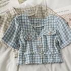 Twill V-neck Crop Shirt