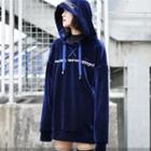 Oversized Lettering Velvet Hoodie