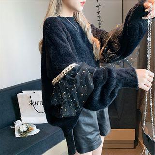 Mesh Ruffle Sweater