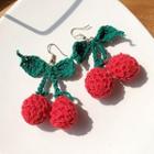 Knit Cherry Dangle Earring 1 Pair - Red - One Size