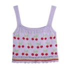 Cherry Jacquard Knit Cropped Camisole Top