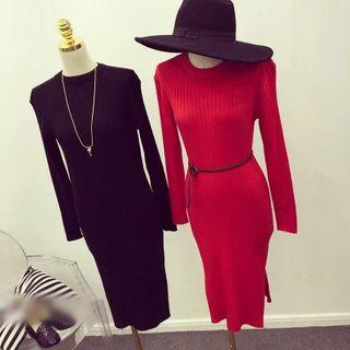 Long-sleeve Sheath Knit Dress