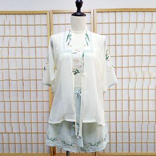 Cosplay Set: Embroidered Jacket + Camisole + Shorts