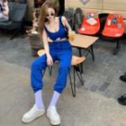 U-neck Crop Tank Top / High-neck Harem Pants