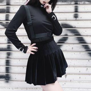 Moon Long-sleeve T-shirt With Buckle - Black - One Size