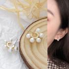 Faux Pearl Open Hoop Earring E998 - S925 Sterling Silver - Earring - One Size