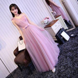 Tulle Overlay Mini Prom Dress