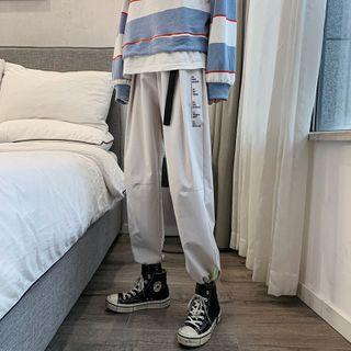 Cropped Letter Print Harem Pants