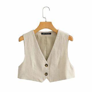 Cropped Button-up Vest