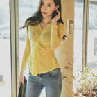 V-neck Shirred T-shirt