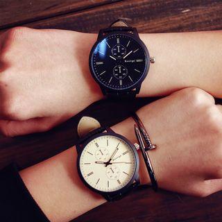 Set: Faux-leather Watch + Bangle