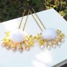 Pompom Faux Pearl Hair Stick