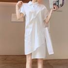 Asymmetric Short-sleeve Shritdress