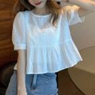 Puff-sleeve Bow Blouse White - One Size